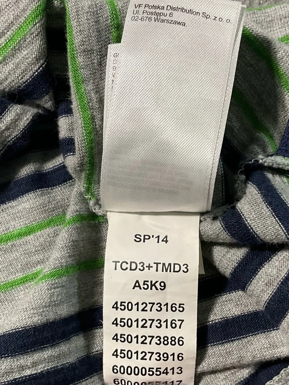 The North Face Men’s Striped Polo Shirt in Light Gray and Green. Size small 2014